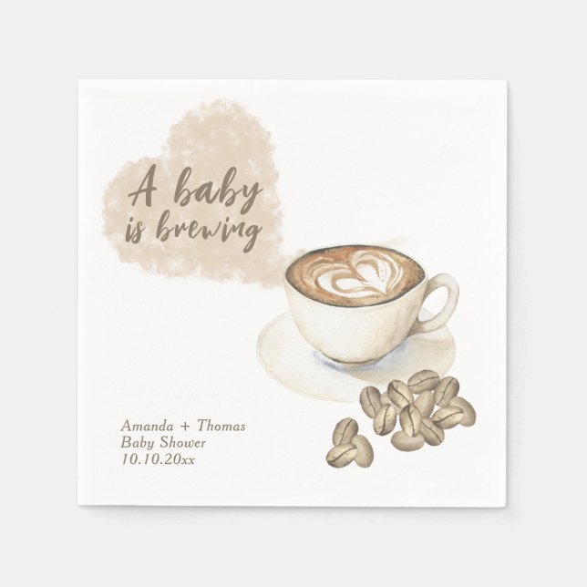 Coffee brewing Baby shower Napkin (Front)