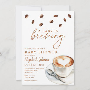 Coffee Brewing Baby Shower Photo QR Code Invitation