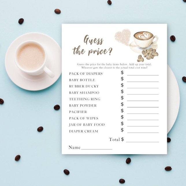 Coffee brewing baby shower Price Guess Game (Creator Uploaded)