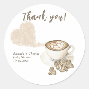 Coffee brewing Baby shower Thank you  Classic Round Sticker