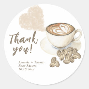 Coffee brewing Baby shower Thank you  Classic Round Sticker
