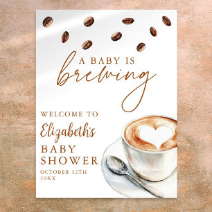 Coffee Brewing Baby Shower Welcome Sign