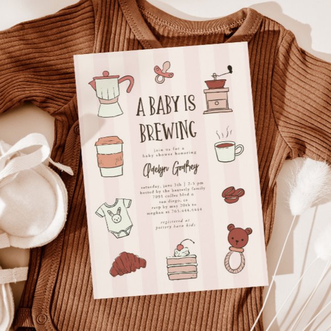 Coffee Brewing Pink Baby Shower Invitation (Creator Uploaded)
