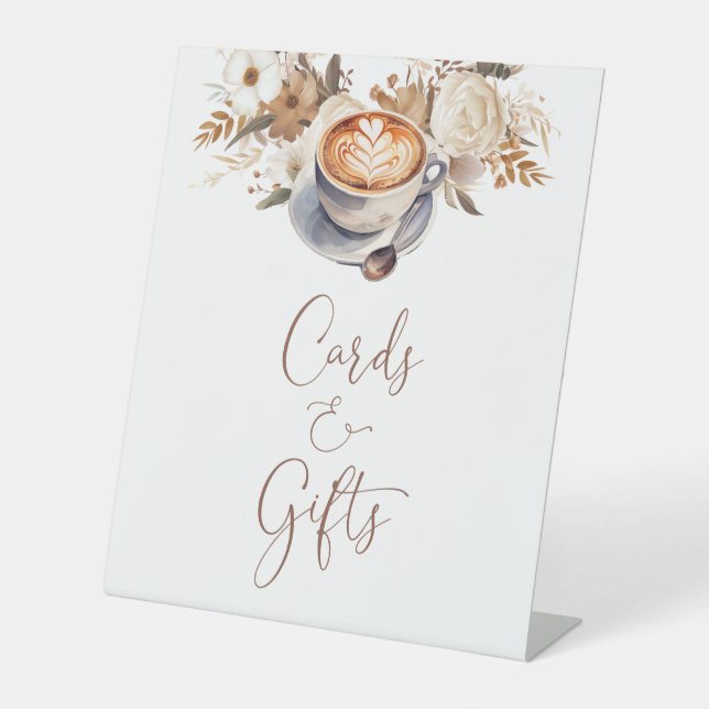 Coffee Bridal Shower Cards And Gifts Pedestal Sign (Front)