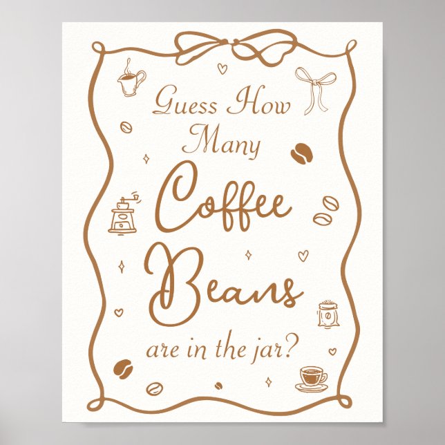 Coffee Bridal Shower Guess How Many Coffee Beans Poster (Front)