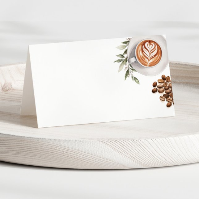 Coffee Bridal Shower - Love is Brewing Food Label Place Card (Coffee Bridal Shower - Love is Brewing Food Label)