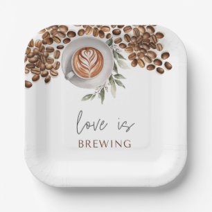 Coffee Bridal Shower - Love is Brewing Paper Plate