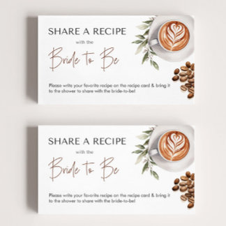 Coffee Bridal Shower - Love is Brewing Recipe Enclosure Card