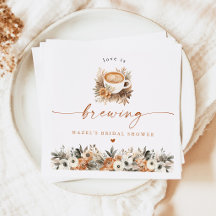Coffee Bridal Shower Napkin, Love is Brewing
