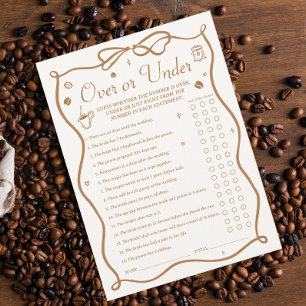 Coffee Bridal Shower Over and Under Game Card