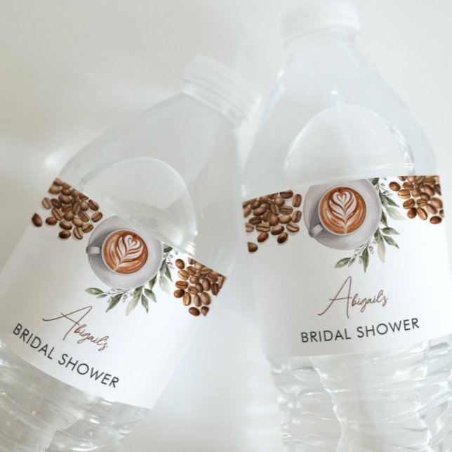 Coffee Bridal Shower -  Water Bottle Label (Coffee Bridal Shower - Love is Brewing - Water Bottle Labels)
