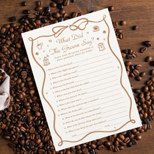 Coffee Bridal Shower What Did the Groom Say Game Invitation