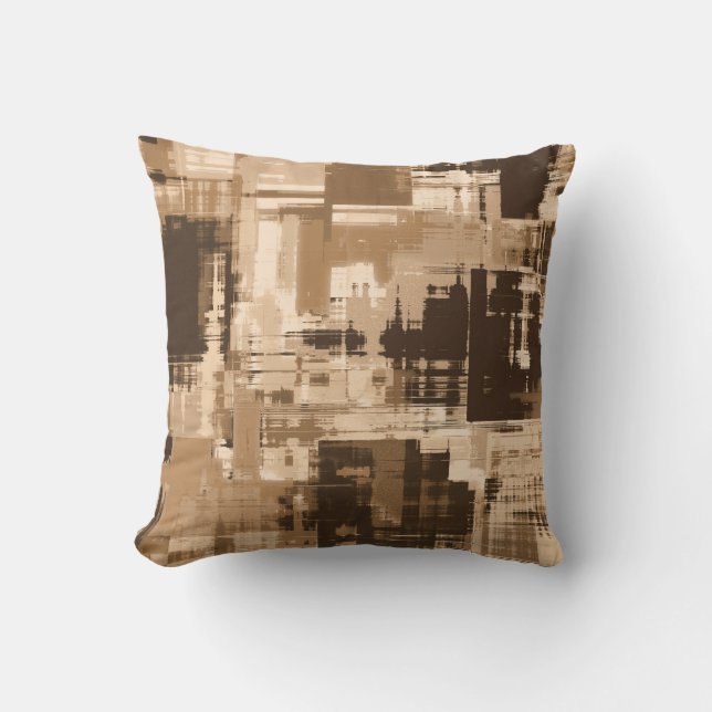 Coffee Brown Abstract Trendy Cushion (Front)