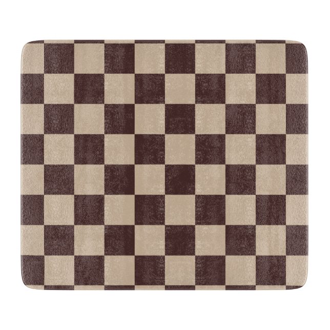 Coffee Brown Chequerboard Cutting Board (Front)