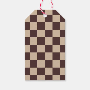 Coffee Brown Chequerboard Gift Tags