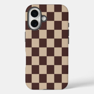 Coffee Brown Chequerboard iPhone 16 Case