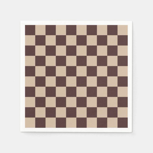 Coffee Brown Chequerboard Napkin (Front)