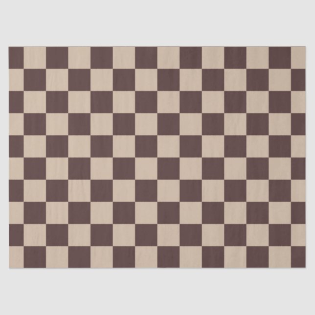 Coffee Brown Chequerboard Tissue Paper (Front)
