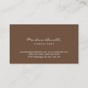 Coffee Brown Colour Minimalist Script Business Car Card