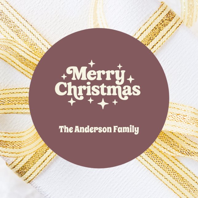 Coffee brown cream Merry Christmas favour Classic Round Sticker (Creator Uploaded)