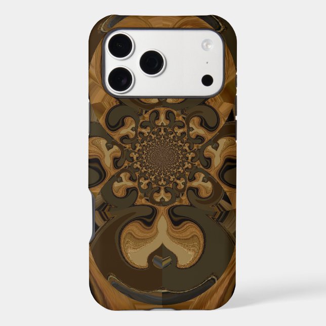 Coffee Brown Fluid Kaleidoscope Art Print (Back)