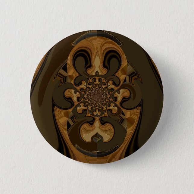 Coffee Brown Fluid Kaleidoscope Art Print 6 Cm Round Badge (Front)