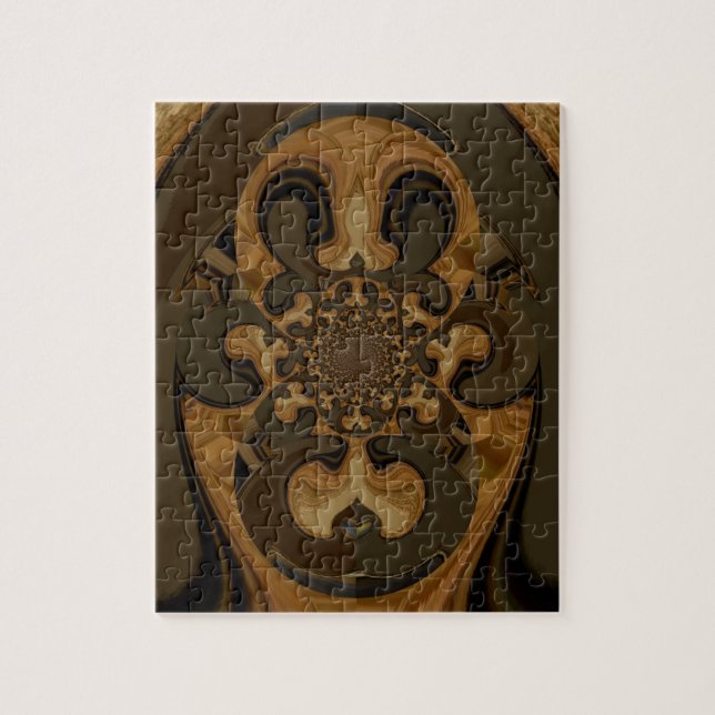 Coffee Brown Fluid Kaleidoscope Art Print Jigsaw Puzzle (Vertical)