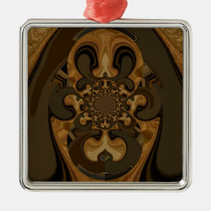 Coffee Brown Fluid Kaleidoscope Art Print Metal Tree Decoration