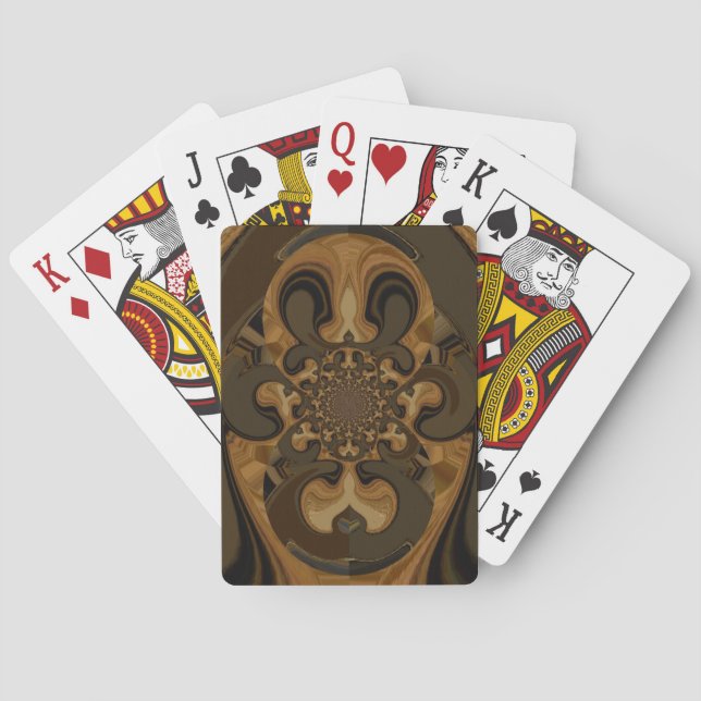 Coffee Brown Fluid Kaleidoscope Art Print Playing Cards (Back)