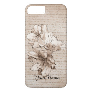 Coffee Brown Illustrated Flower Floral + Your Name Case-Mate iPhone Case