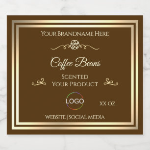 Coffee Brown Product Label Gold Frame with Logo