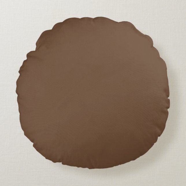 Coffee Brown Solid Color  Round Cushion (Front)