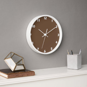 Coffee Brown Solid Colour  Clock