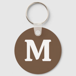 Coffee Brown Solid Colour Monogram Key Ring