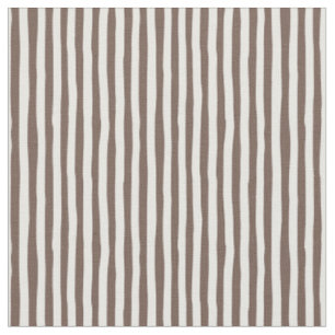 Coffee Brown & White Wonky Stripes Fabric