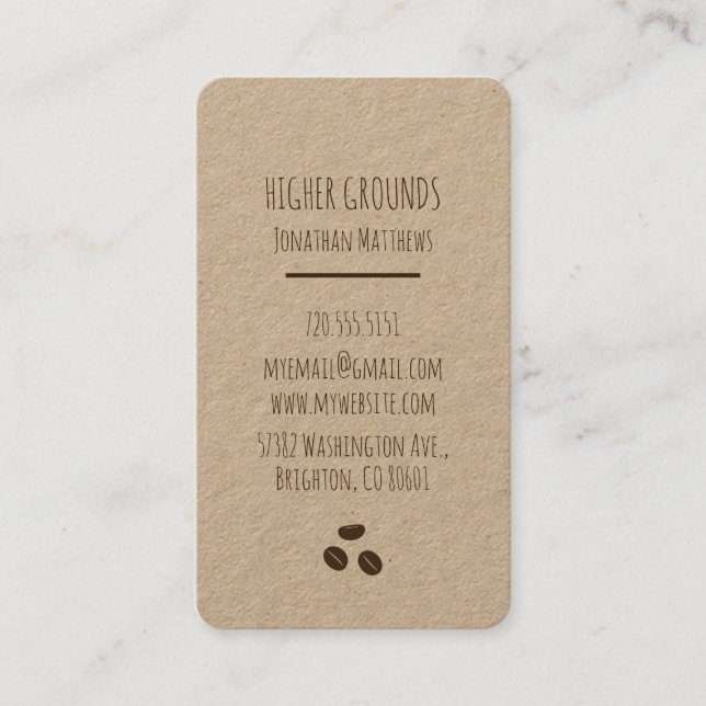 Coffee Business Logo Craft Paper Card (Front)