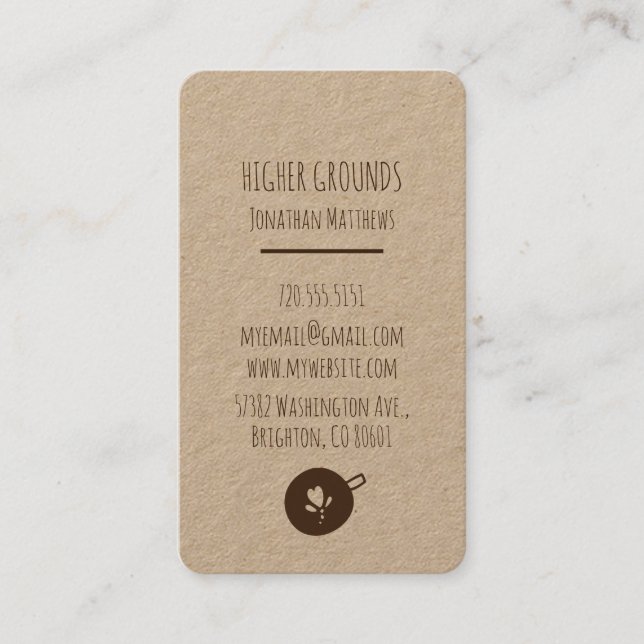 Coffee Business Logo Craft Paper Card (Front)