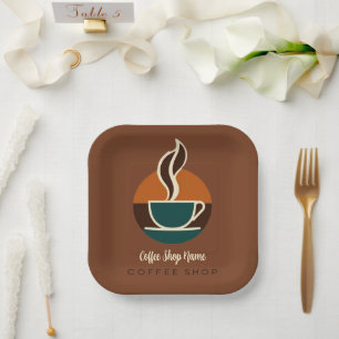 Coffee Business vintage cafe espresso shop Paper Plate