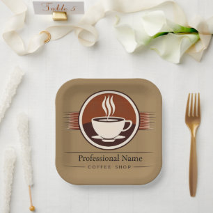 Coffee Business vintage cafe espresso shop Paper Plate