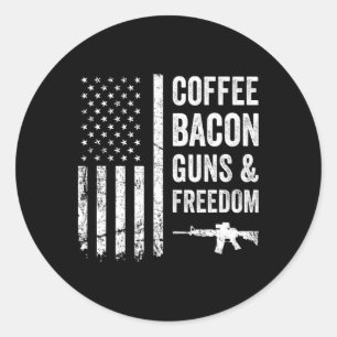 Coffee Bycon Guns And Freedom - Bbq Grill Funny Gu Classic Round Sticker