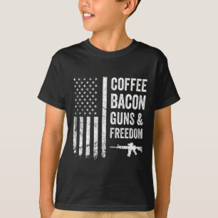 Coffee Bycon Guns And Freedom - Bbq Grill Funny Gu T-Shirt