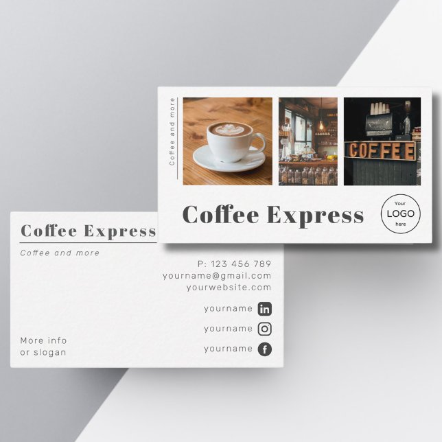 Coffee Café bar restaurant photo Business Card (Creator Uploaded)