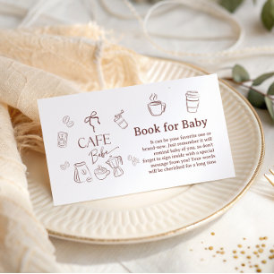 Coffee Cafe Bebe Brewing Book for Baby Shower Enclosure Card
