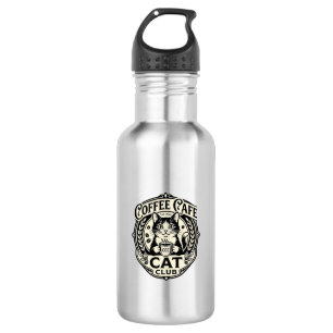 Coffee Cafe Cat Funny Cat Graphic - Coffee Cafe Ca 532 Ml Water Bottle