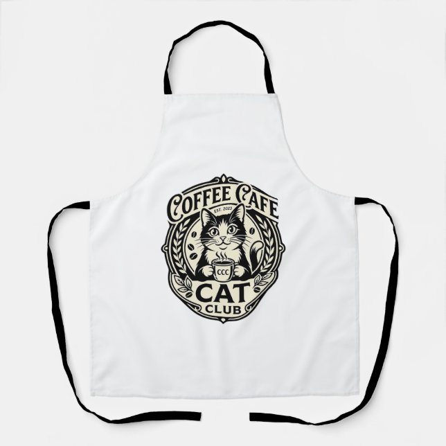 Coffee Cafe Cat Funny Cat Graphic - Coffee Cafe Ca Apron (Front)