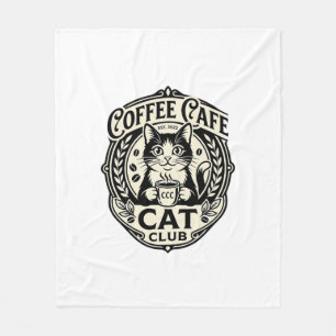 Coffee Cafe Cat Funny Cat Graphic - Coffee Cafe Ca Fleece Blanket