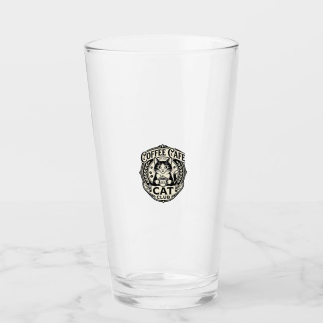Coffee Cafe Cat Funny Cat Graphic - Coffee Cafe Ca Glass (Front)