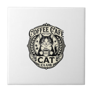 Coffee Cafe Cat Funny Cat Graphic - Coffee Cafe Ca Tile