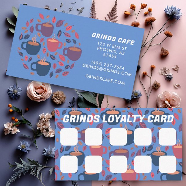 COFFEE CAFE Cute Logo Customer Loyalty Card (Loyalty card with cute colorful custom coffee design)