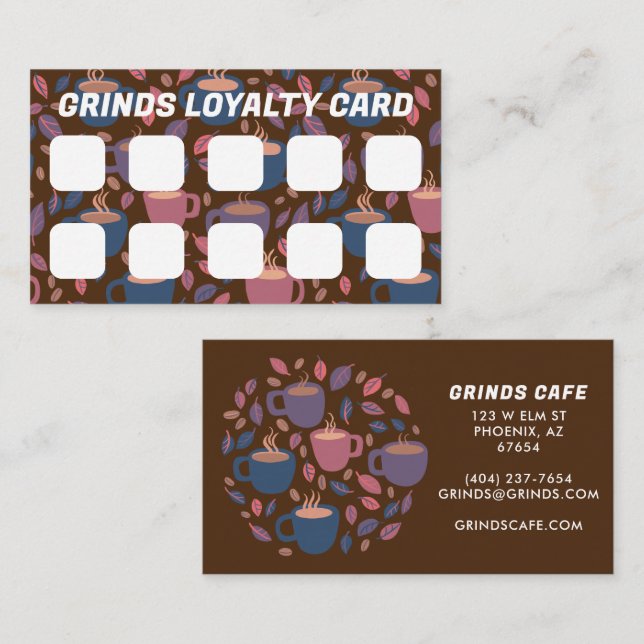 COFFEE CAFE Cute Logo Customer Loyalty Card 10 (Front/Back)